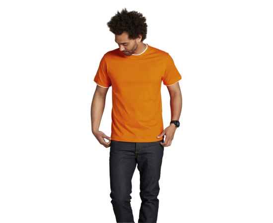Футболка мужская с контрастной отделкой Madison 170, оранжевый/белый, размер L, Цвет: оранжевый, Размер: L, изображение 4