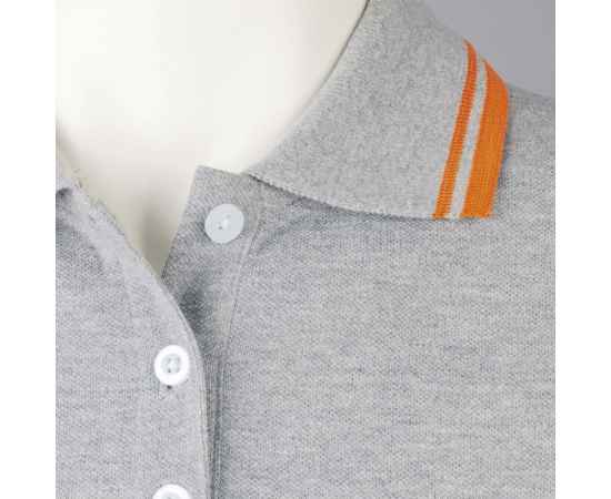 Рубашка поло женская Pasadena Women 200 с контрастной отделкой, серый меланж c оранжевым G_5852.121, Цвет: серый меланж, Размер: S, изображение 5
