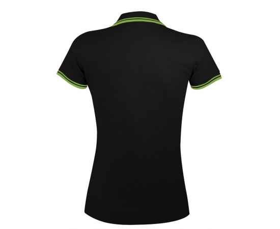 Рубашка поло женская Pasadena Women 200 с контрастной отделкой, черная с зеленым G_5852.392, Цвет: черный, зеленый, Размер: M, изображение 2