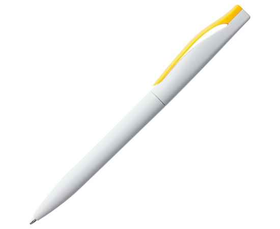 Ручка шариковая Pin, белая с желтым, Цвет: желтый, Размер: 14, изображение 2