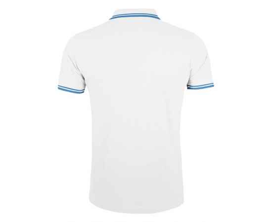 Рубашка поло мужская Pasadena Men 200 с контрастной отделкой, белая с голубым G_5851.674, Цвет: голубой, Размер: XL, изображение 2