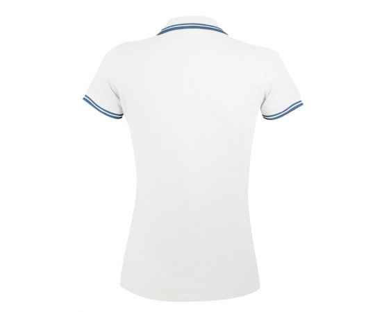 Рубашка поло женская Pasadena Women 200 с контрастной отделкой, белая с голубым G_5852.673, Цвет: голубой, Размер: L, изображение 2
