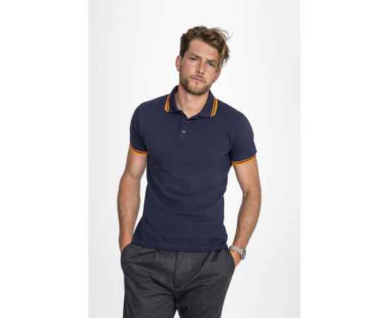 Рубашка поло мужская Pasadena Men 200 с контрастной отделкой, черная с белым G_5851.361, Цвет: черный, Размер: S, изображение 5