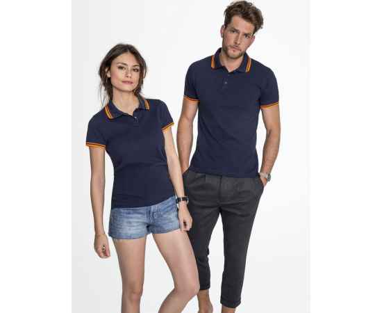 Рубашка поло мужская Pasadena Men 200 с контрастной отделкой, белая с голубым G_5851.674, Цвет: голубой, Размер: XL, изображение 6