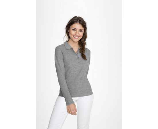 Рубашка поло женская с длинным рукавом Podium серый меланж G_11317360S, Цвет: серый меланж, Размер: S, изображение 4