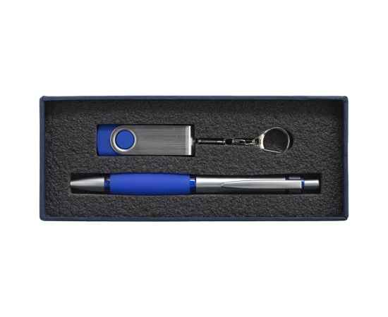 Коробка Notes с ложементом для ручки и флешки, синяя, Цвет: синий, изображение 5
