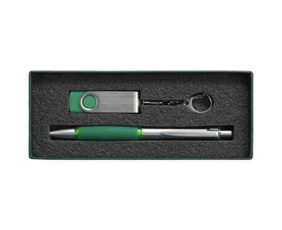 Коробка Notes с ложементом для ручки и флешки, зеленая, Цвет: зеленый, изображение 5