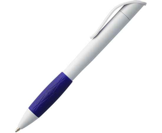Ручка шариковая Grip, белая (молочная) с синим, Цвет: синий, Размер: 13, изображение 2