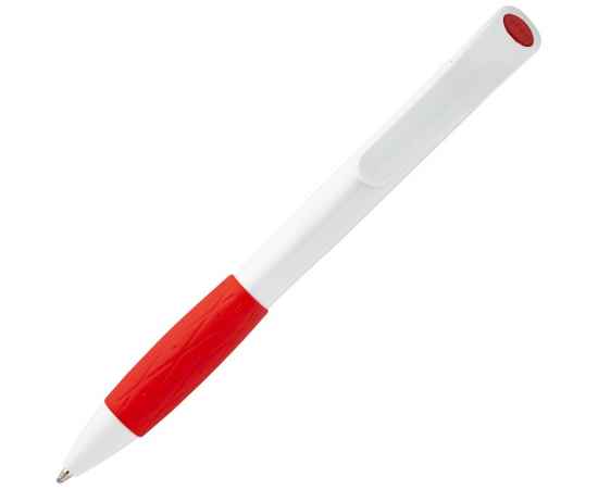 Ручка шариковая Grip, белая с красным, Цвет: красный, Размер: 13, изображение 3