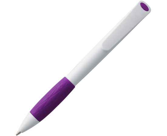 Ручка шариковая Grip, белая с фиолетовым, Цвет: фиолетовый, Размер: 13, изображение 3