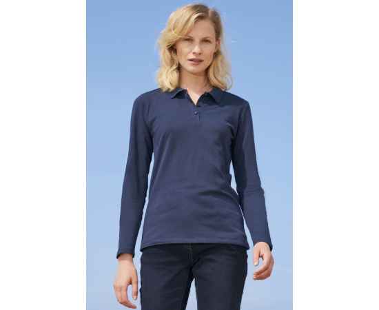 Рубашка поло женская с длинным рукавом Perfect LSL Women, темно-синяя G_02083319S, Цвет: темно-синий, Размер: S, изображение 4