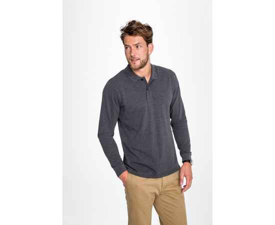 Рубашка поло мужская с длинным рукавом Perfect LSL Men, серый меланж G_02087360S, Цвет: серый, серый меланж, Размер: 3XL, изображение 4