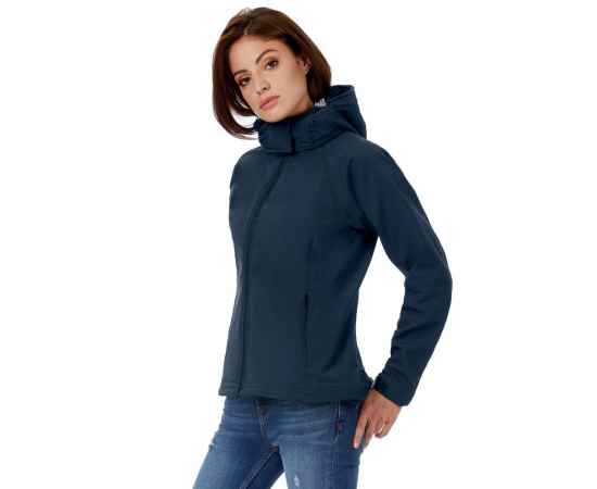 Куртка женская Hooded Softshell темно-синяя, размер S, Цвет: темно-синий, Размер: S, изображение 8