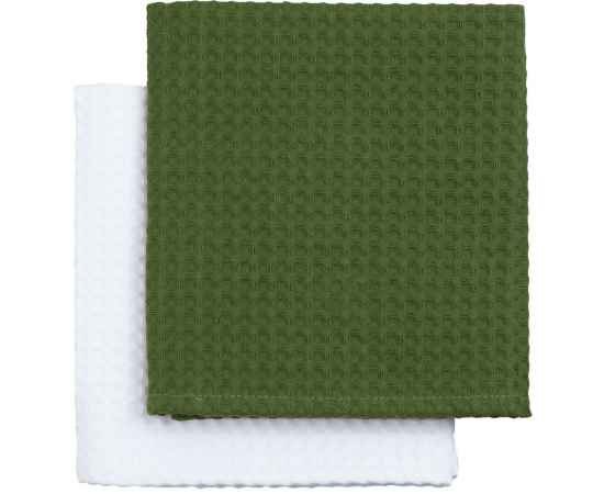 Набор кухонных полотенец Good Wipe, белый с зеленым, Цвет: зеленый, Размер: 35х65 см, изображение 2