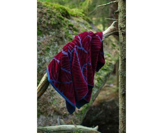 Полотенце In Leaf, большое, синее с бордовым, Цвет: бордо, Размер: 95х150 см, изображение 8