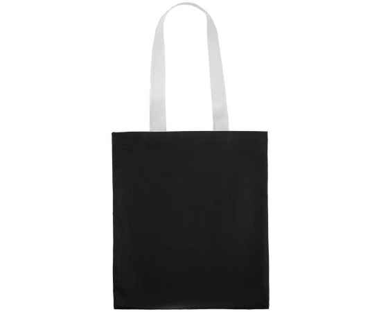 Холщовая сумка BrighTone, черная с белыми ручками, Цвет: черный, Размер: сумка: 35х40 см, изображение 3