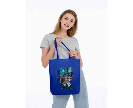 Холщовая сумка Moscow Boy, ярко-синяя, Цвет: синий, Размер: 35х38х6 см, изображение 3
