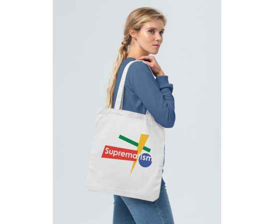 Холщовая сумка Suprematism, молочно-белая, Цвет: белый, Размер: 35х38х6 см, изображение 4