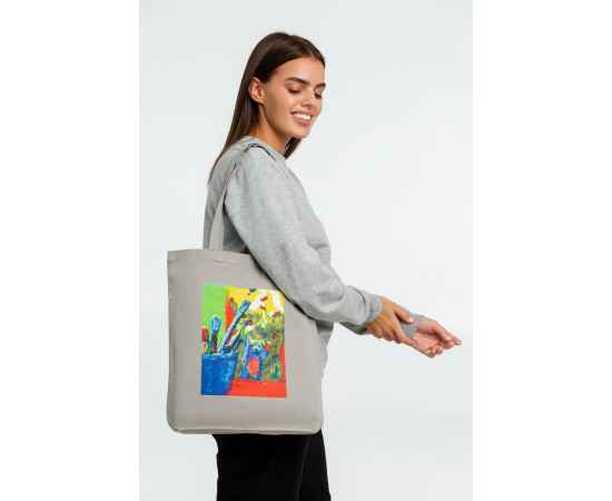 Холщовая сумка Artist Bear, серая, Цвет: серый, Размер: 35х38х6 см, изображение 4
