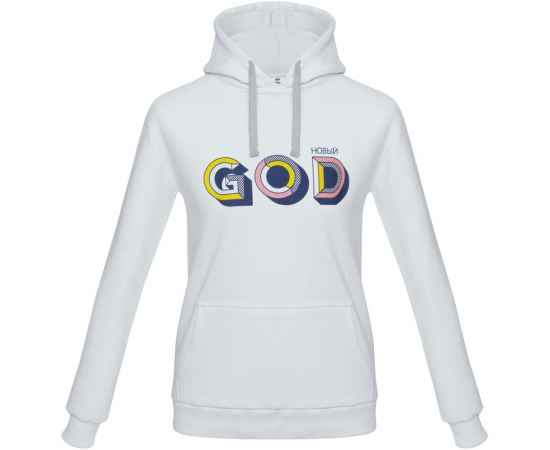 Толстовка с капюшоном «Новый GOD», белая, размер XS, Цвет: белый, Размер: XS, изображение 3