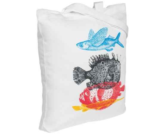 Холщовая сумка «Морские обитатели», молочно-белая, Цвет: белый, Размер: 35х38х6 см, изображение 2