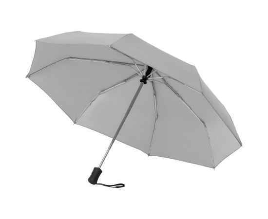 Зонт складной Manifest со светоотражающим куполом, серый, Цвет: серый, Размер: Длина 67 см, изображение 3