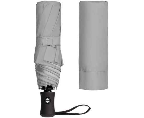 Зонт складной Manifest со светоотражающим куполом, серый, Цвет: серый, Размер: Длина 67 см, изображение 5