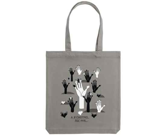 Холщовая сумка «Лес рук», серая, Цвет: серый, Размер: 35х38х6 см, изображение 2
