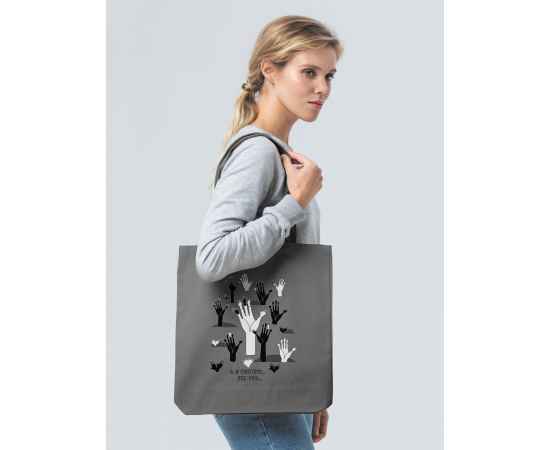 Холщовая сумка «Лес рук», серая, Цвет: серый, Размер: 35х38х6 см, изображение 4