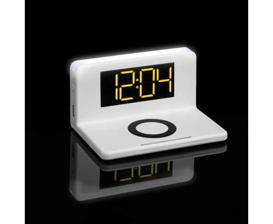Часы настольные с беспроводным зарядным устройством Pitstop, белые, изображение 8