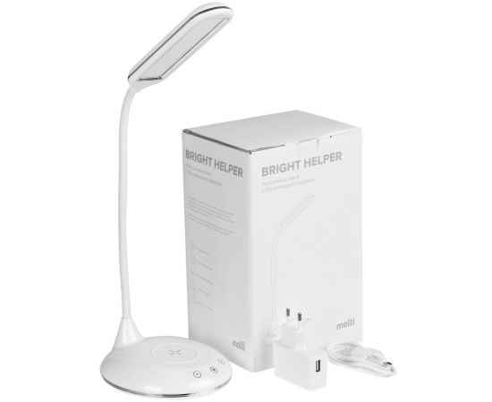 Лампа с беспроводной зарядкой Bright Helper, белая, изображение 9