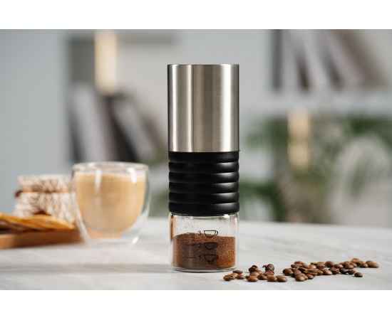 Портативная кофемолка Moxie, серебристо-черная, Цвет: серебристый, Размер: кофемолка: 7х7х20 с, изображение 7