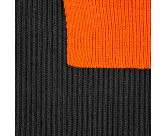 Шарф Snappy, темно-серый с оранжевым, Цвет: серый, Размер: 24х140 см, изображение 2
