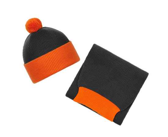 Шарф Snappy, темно-серый с оранжевым, Цвет: серый, Размер: 24х140 см, изображение 4