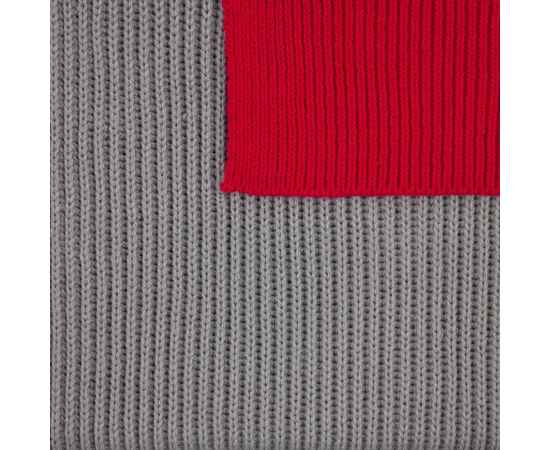 Шарф Snappy, светло-серый с красным, Цвет: красный, серый, Размер: 24х140 см, изображение 2