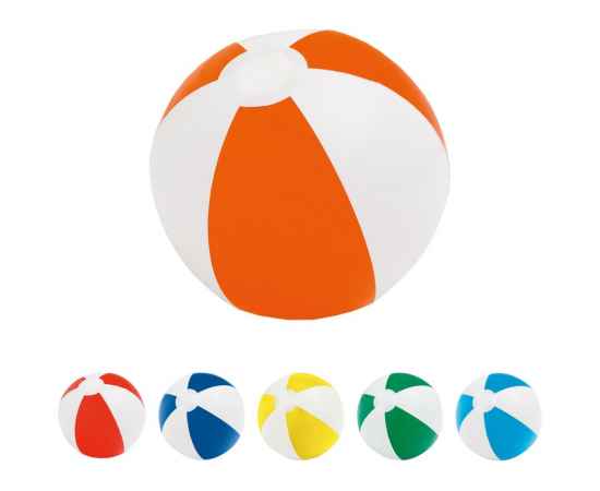 Надувной пляжный мяч Cruise, оранжевый с белым, Цвет: оранжевый, Размер: диаметр 21 см, изображение 2