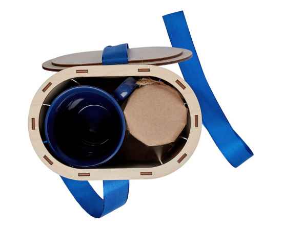 Коробка Drummer, овальная, с синей лентой, Цвет: синий, Размер: 17х11х12 с, изображение 5