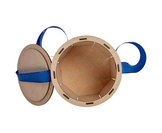 Коробка Drummer, круглая, с синей лентой, Цвет: синий, Размер: диаметр 14, изображение 4