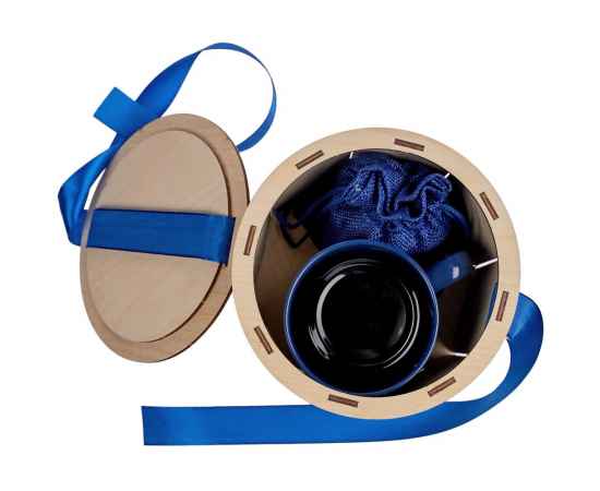 Коробка Drummer, круглая, с синей лентой, Цвет: синий, Размер: диаметр 14, изображение 5