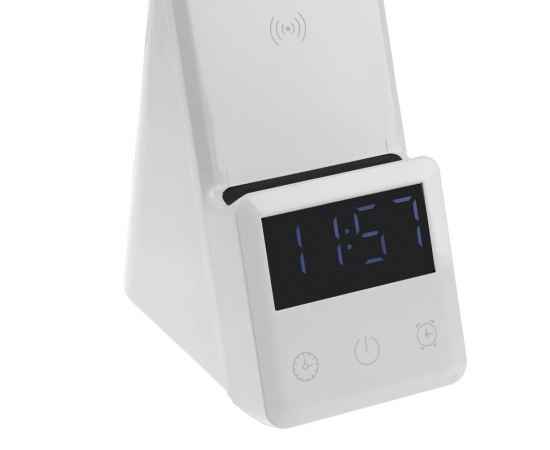Лампа с будильником для беспроводной зарядки смартфона и часов Powerack, белая, Цвет: белый, изображение 10