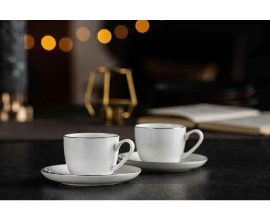 Кофейная пара Select, белая с серебристой отводкой, Цвет: белый, серебристый, Объем: 100, изображение 11