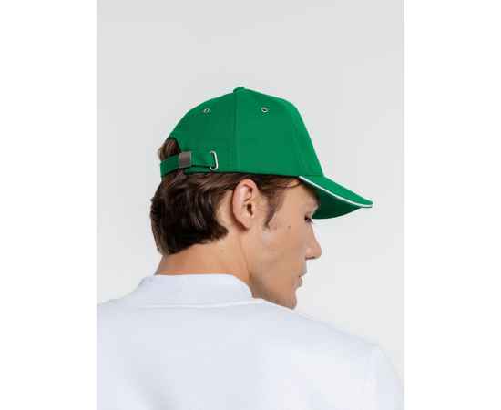 Бейсболка Classic, ярко-зеленая с белым кантом, Цвет: белый, зеленый, изображение 6