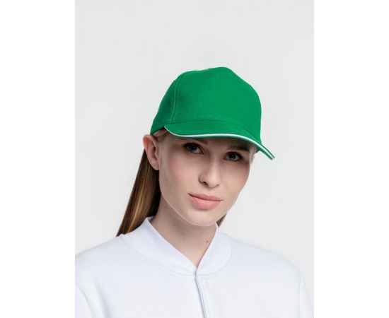 Бейсболка Classic, ярко-зеленая с белым кантом, Цвет: белый, зеленый, изображение 7