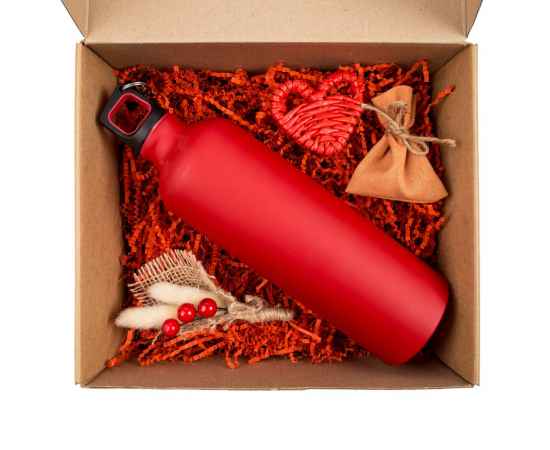 Коробка Grande, крафт с красным наполнением, Цвет: красный, изображение 5