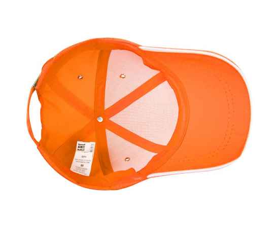 Бейсболка Canopy, оранжевая с белым кантом, Цвет: белый, оранжевый, изображение 3