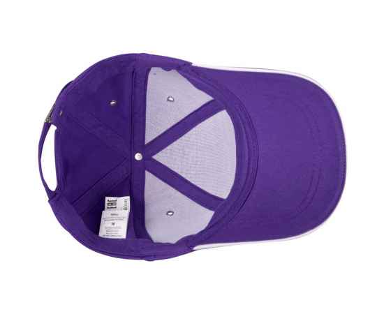 Бейсболка Canopy, фиолетовая с белым кантом, Цвет: белый, фиолетовый, изображение 3