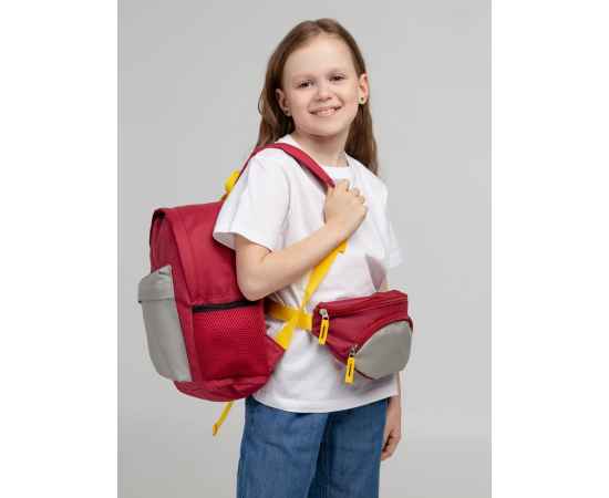 Поясная сумка детская Kiddo, бордовая с серым, Цвет: серый, бордовый, изображение 7