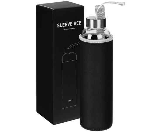Бутылка для воды Sleeve Ace, черная, Цвет: черный, Объем: 500, изображение 7