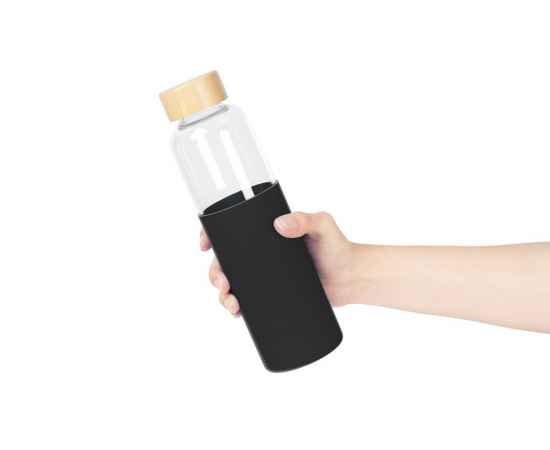 Бутылка для воды Onflow, черная, Цвет: черный, Объем: 500, изображение 5