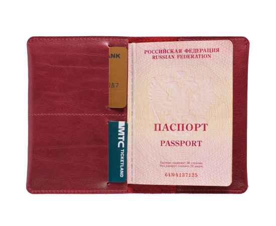 Обложка для паспорта Apache, ver.2, темно-красная, Цвет: красный, изображение 4